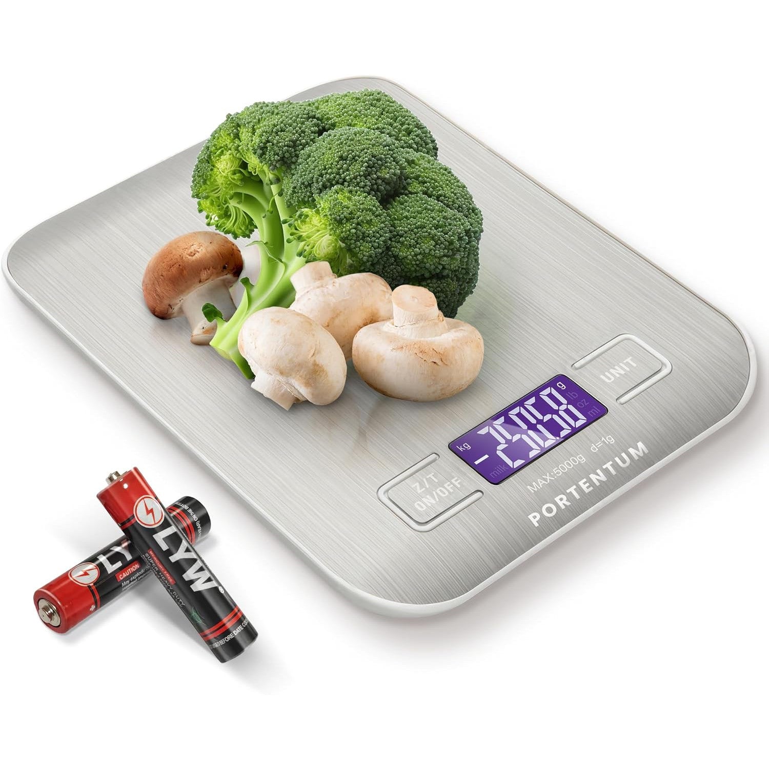 PORTENTUM Digital Kitchen Scale, 11lb Stainless Steel, Precise Food Scale